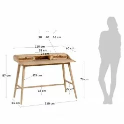 Furnitive Schreibtisch Nobhill - Mindi massiv / Rattan - Mindiholz / Wiener Geflecht -Büromöbel Verkäufe 1000214325 200609 07305400057 SKETCH DETAILS P000000001000214325 sketch