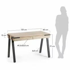 Furnitive Schreibtisch Downey - Akazie massiv / Stahl - Akazie Hell / Vintage Anthrazit -Büromöbel Verkäufe 1000214327 200609 07310800073 SKETCH DETAILS P000000001000214327 sketch