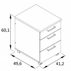 Furnitive Rollcontainer Cookley - Anthrazit -Büromöbel Verkäufe 1000214821 200608 06113300014 SKETCH DETAILS P000000001000214821 sketch