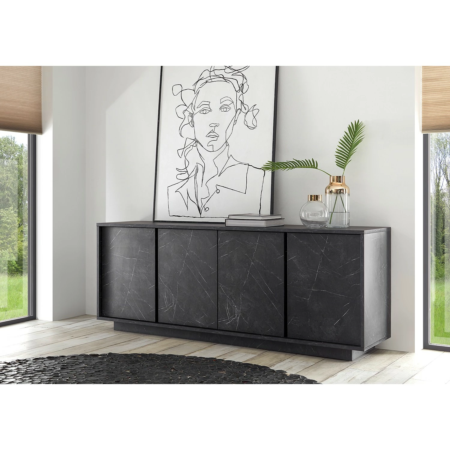 LC Spa Sideboard Carrara - Marmor Anthrazit Dekor 4 LC Spa Sideboard Carrara - Marmor Anthrazit Dekor – Bild 2