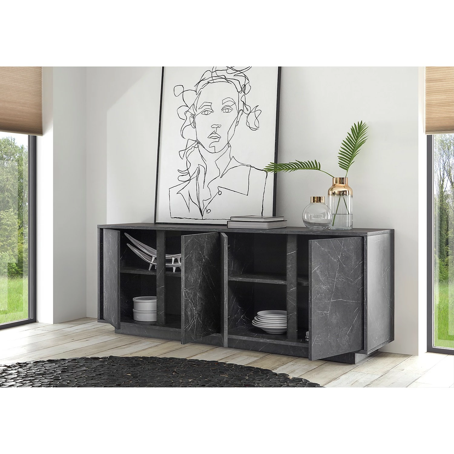LC Spa Sideboard Carrara - Marmor Anthrazit Dekor 5 LC Spa Sideboard Carrara - Marmor Anthrazit Dekor – Bild 3