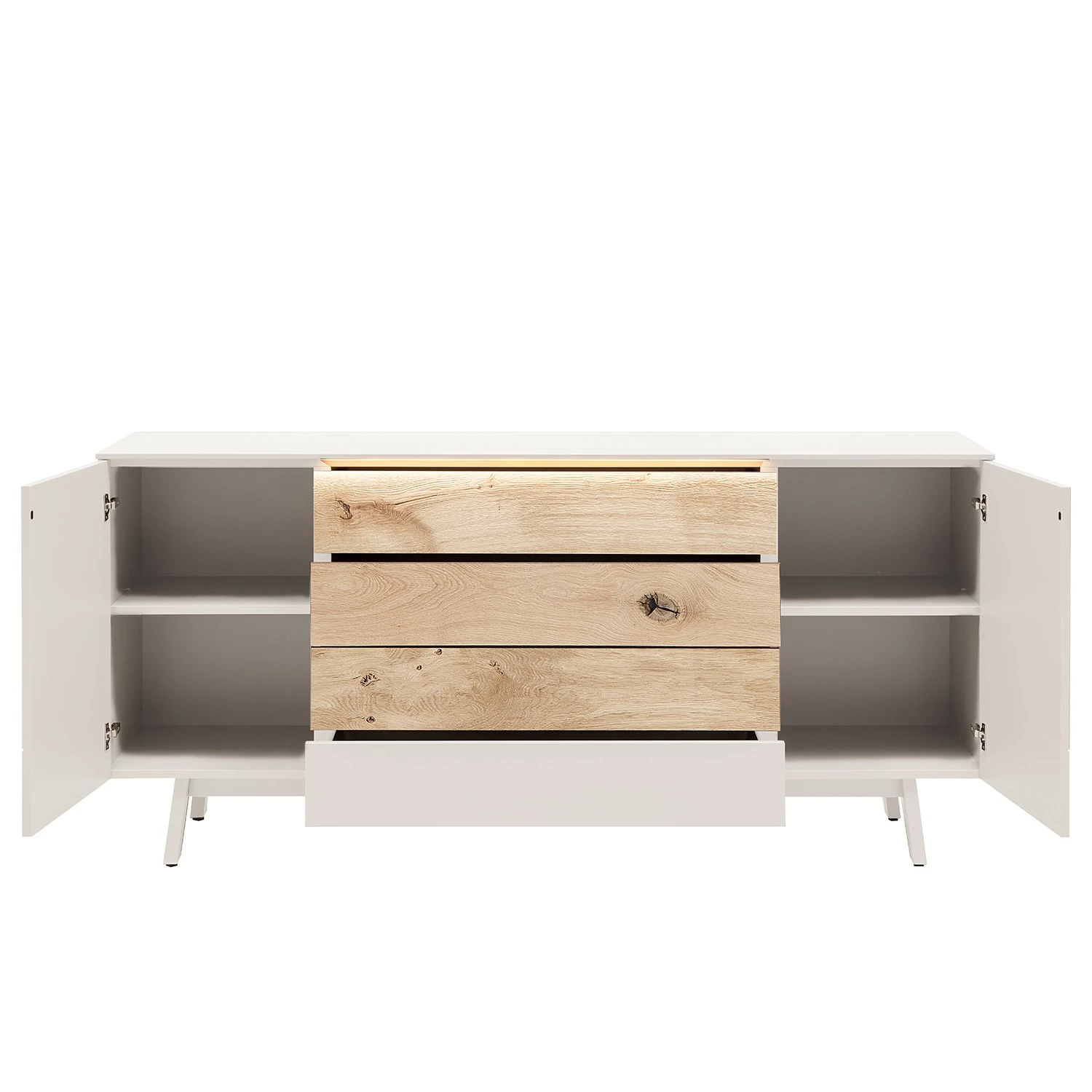 GWINNER Sideboard Misano II (2-teilig) - Inkl. Beleuchtung - Weiß / Wildeiche 6 GWINNER Sideboard Misano II (2-teilig) - Inkl. Beleuchtung - Weiß / Wildeiche – Bild 4