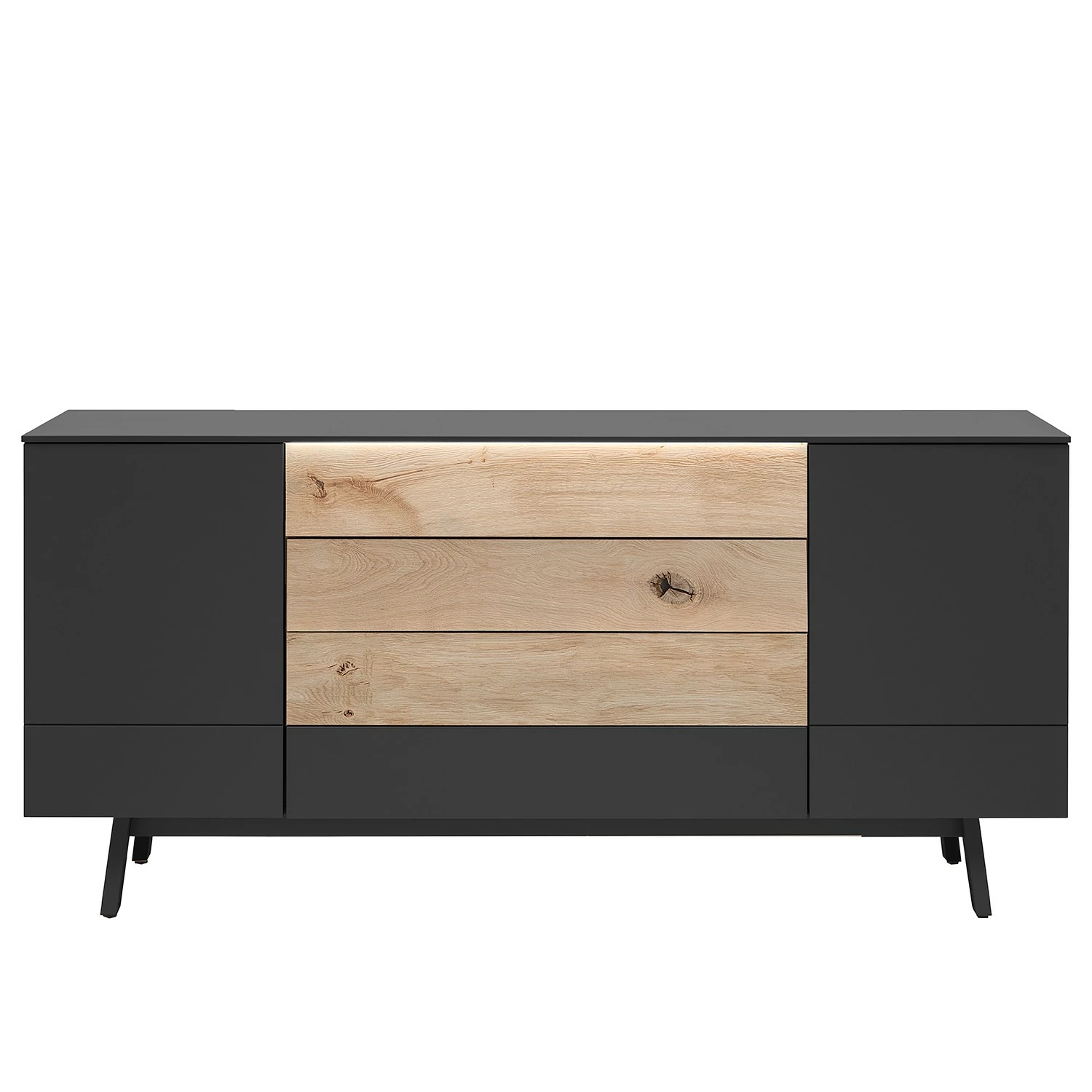 GWINNER Sideboard Misano II (2-teilig) - Inkl. Beleuchtung - Anthrazit / Wildeiche 5 GWINNER Sideboard Misano II (2-teilig) - Inkl. Beleuchtung - Anthrazit / Wildeiche – Bild 3