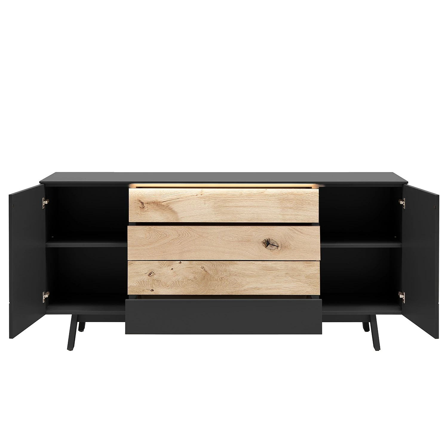 GWINNER Sideboard Misano II (2-teilig) - Inkl. Beleuchtung - Anthrazit / Wildeiche 6 GWINNER Sideboard Misano II (2-teilig) - Inkl. Beleuchtung - Anthrazit / Wildeiche – Bild 4