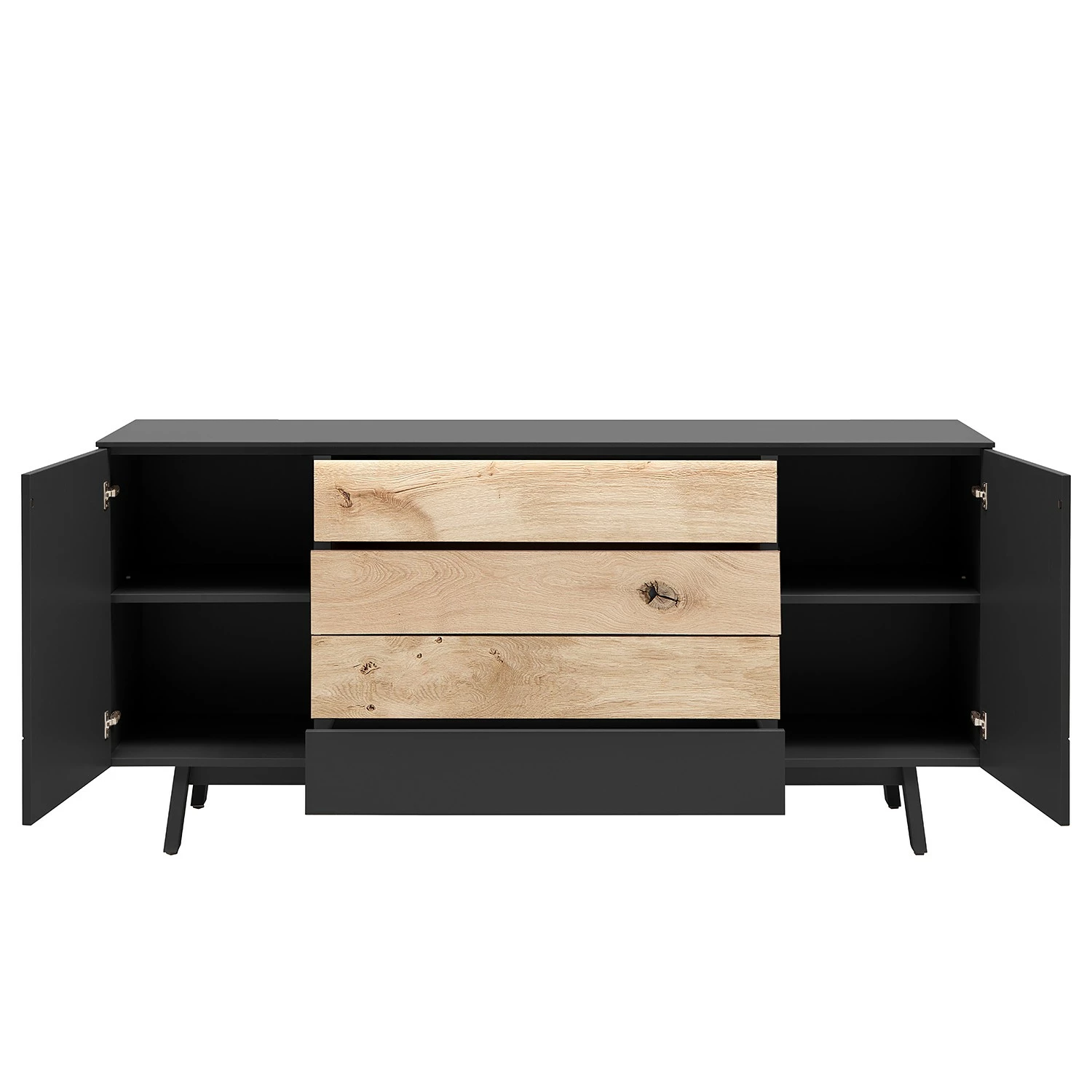 GWINNER Sideboard Misano - Anthrazit / Wildeiche - Ohne Beleuchtung 4 GWINNER Sideboard Misano - Anthrazit / Wildeiche - Ohne Beleuchtung – Bild 2