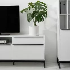 Fredriks Lowboard White Hall II - Matt Weiß / Schwarz -Büromöbel Verkäufe 1000218377 210316 08015100006 DETAILS P000000001000218377