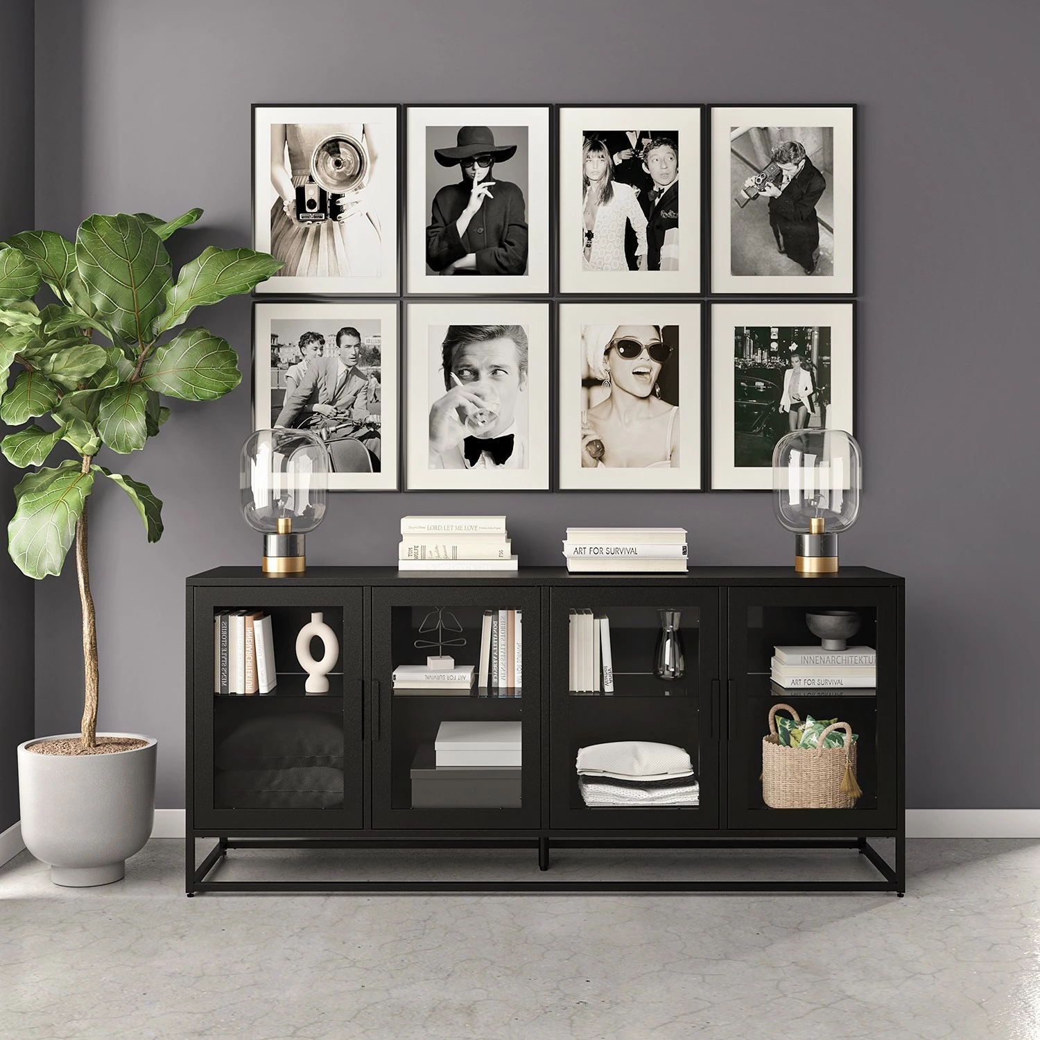 Ars manufacti Sideboard Kayys - Glas / Metall - Schwarz 4 Ars manufacti Sideboard Kayys - Glas / Metall - Schwarz – Bild 2