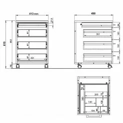 Germania Rollcontainer GW-Profi 2.0 - Lichtgrau -Büromöbel Verkäufe 1000222871 200821 11194100057 SKETCH DETAILS P000000001000222871 sketch