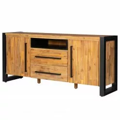 Ars manufacti Sideboard Urban Industry I - Akazie teilmassiv / Metall - Akazie / Schwarz