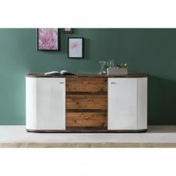 Fredriks Sideboard Karlsburg - Hochglanz Weiß / Altholz Dekor -Büromöbel Verkäufe 1000224471 200902 06403900054 MOOD DETAILS P000000001000224471 mood