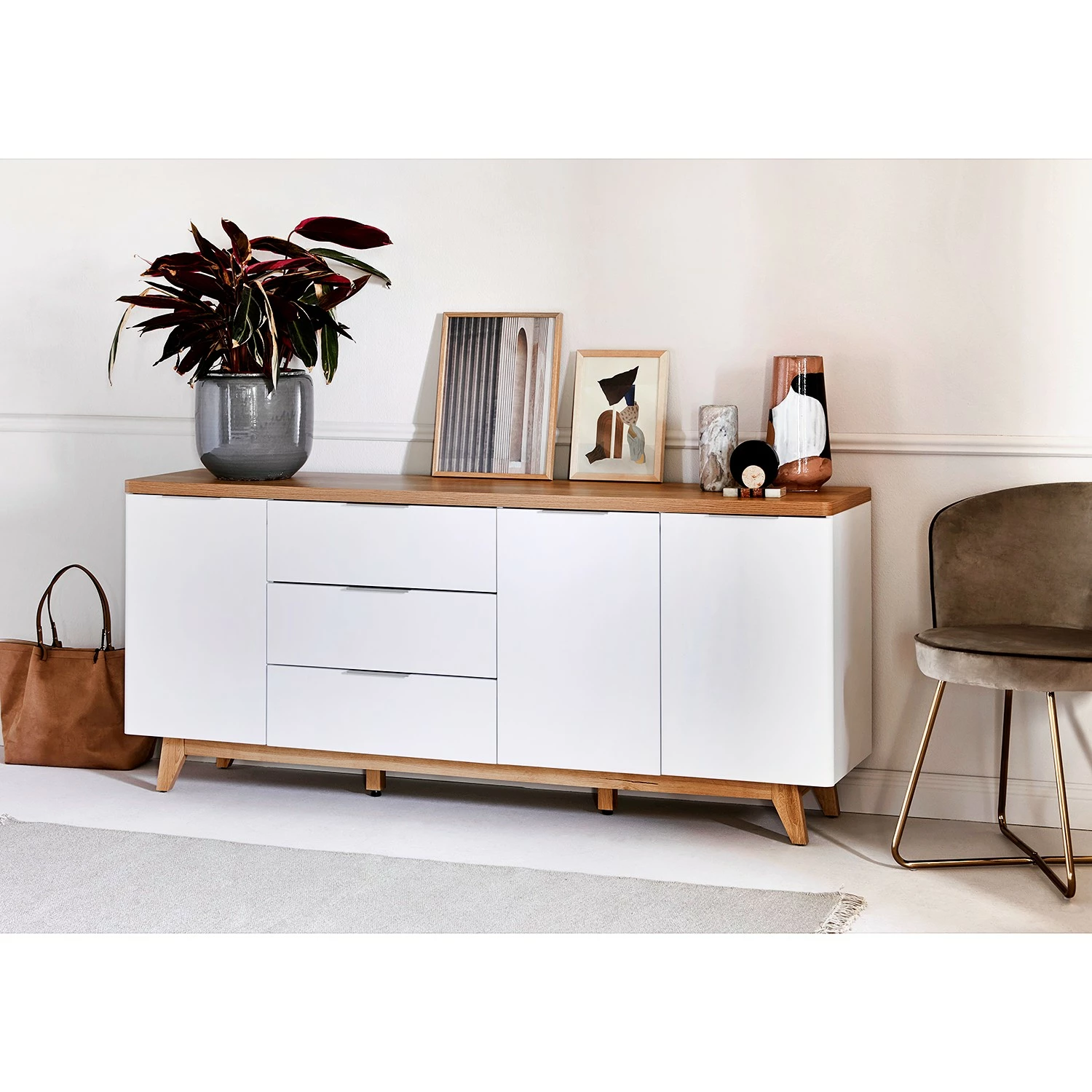 Jahnke Sideboard Libre II - Kerneiche Dekor / Matt Weiß 4 Jahnke Sideboard Libre II - Kerneiche Dekor / Matt Weiß – Bild 2