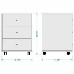 Furnitive Rollcontainer Vernas - Kreideweiß / Silber -Büromöbel Verkäufe 1000227845 220107 144343000554 SKETCH DETAILS P000000001000227845 sketch
