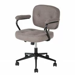 Furnitive Bürostuhl Orlu I - Microfaser / Eisen - Vintage Taupe / Schwarz