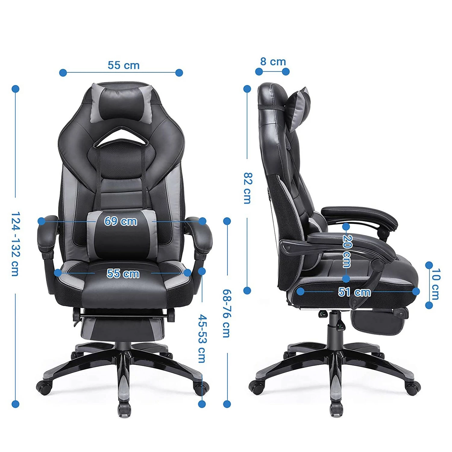 Loftscape Gaming Chair Sepx - Kunstleder - Schwarz / Grau 9 Loftscape Gaming Chair Sepx - Kunstleder - Schwarz / Grau – Bild 7