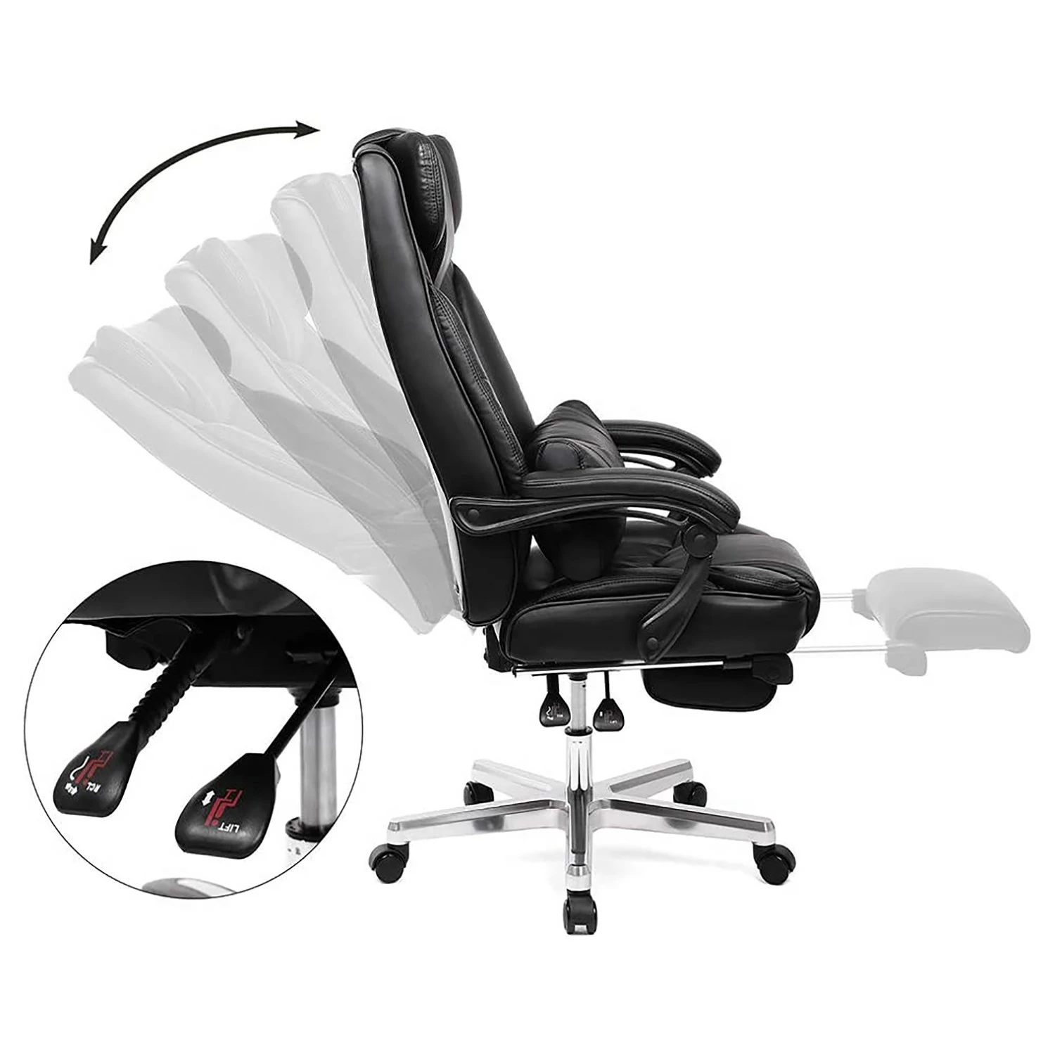 Loftscape Bürostuhl Flers - Kunstleder / Edelstahl - Schwarz 4 Loftscape Bürostuhl Flers - Kunstleder / Edelstahl - Schwarz – Bild 2