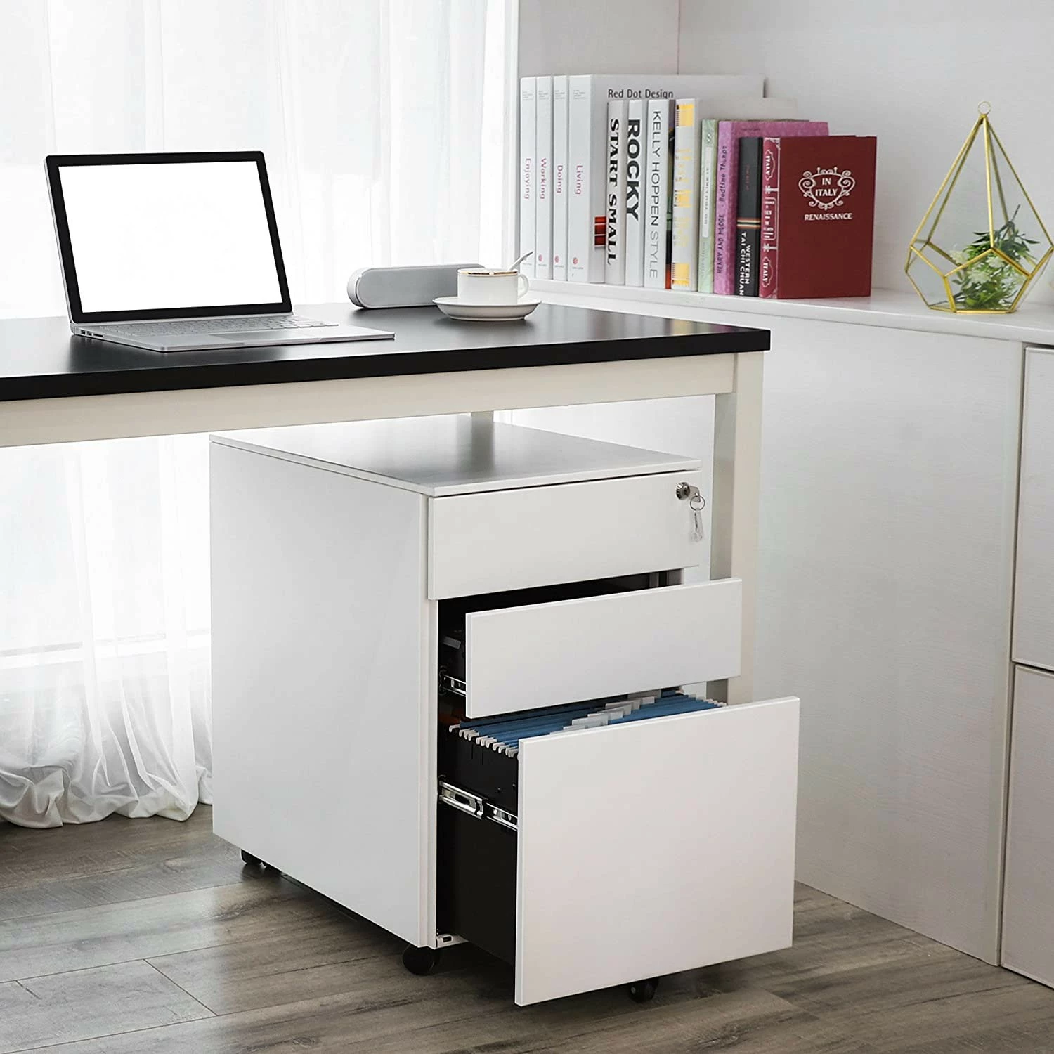 Loftscape Rollcontainer Le Ray - Stahl - Weiß / Schwarz 7 Loftscape Rollcontainer Le Ray - Stahl - Weiß / Schwarz – Bild 5