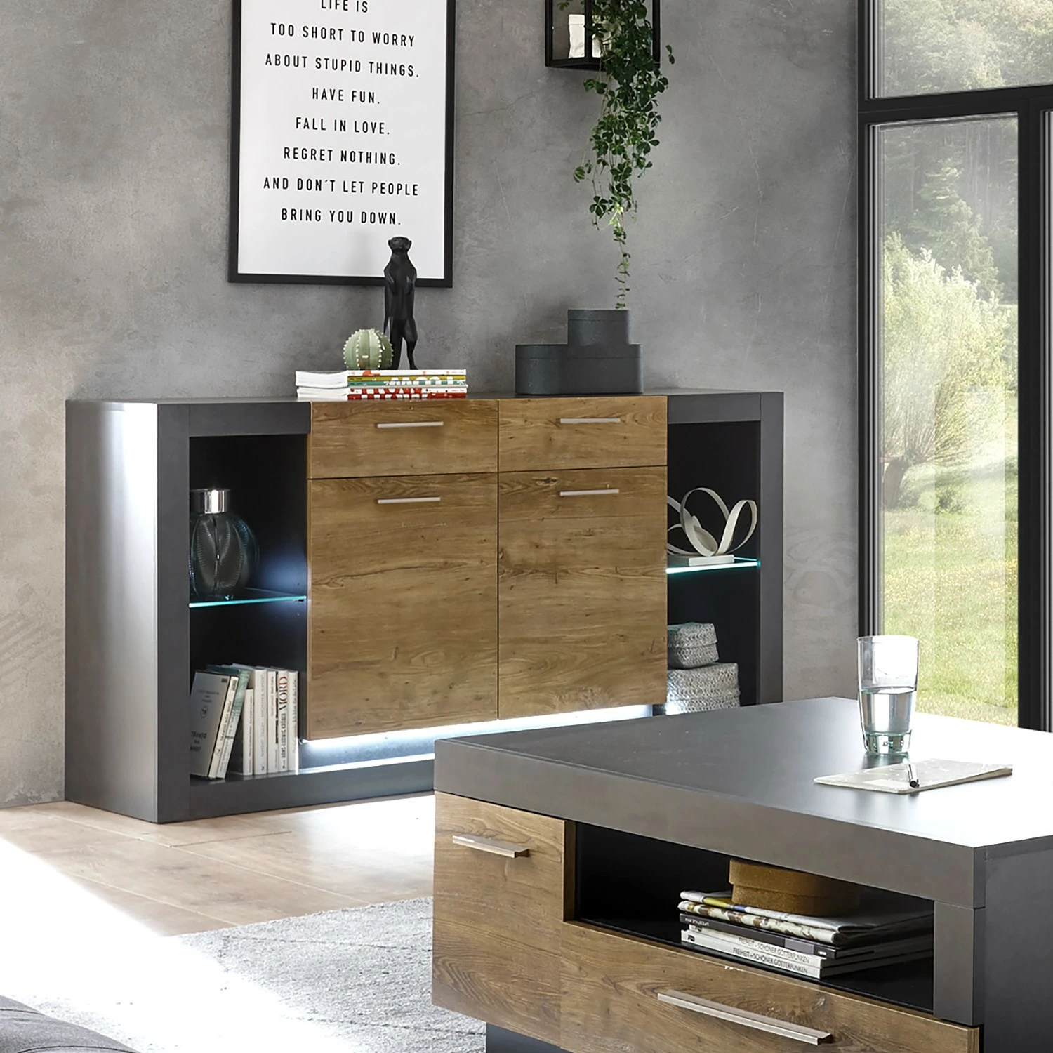 Red Living Sideboard Talence II - Kastanie Dekor / Grau 4 Red Living Sideboard Talence II - Kastanie Dekor / Grau – Bild 2