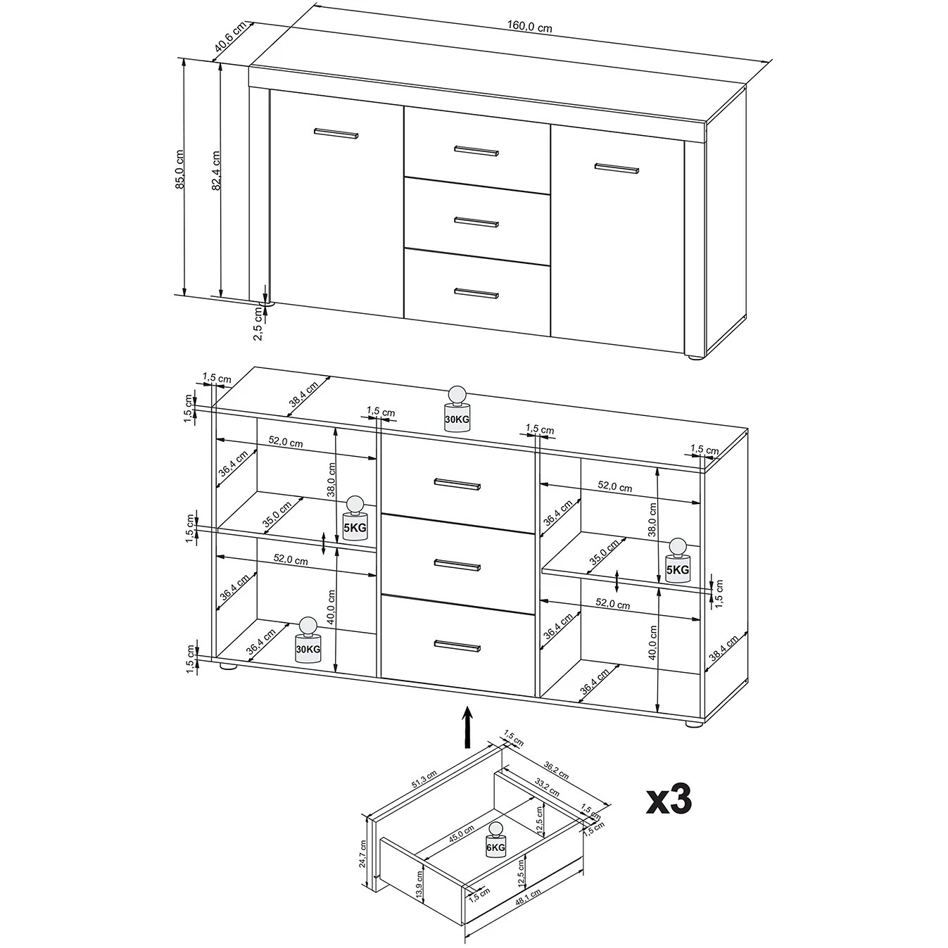 Loftscape Sideboard Vierzon - Eiche Sonoma Dekor 12 Loftscape Sideboard Vierzon - Eiche Sonoma Dekor – Bild 10