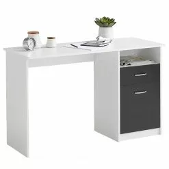 Furnitive Schreibtisch Cossey - Weiß / Schwarz