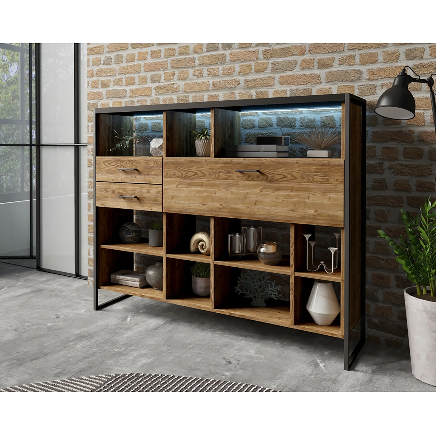 Red Living Regal Turriers III - Fichte Dekor / Matt Schwarz 4 Red Living Regal Turriers III - Fichte Dekor / Matt Schwarz – Bild 2