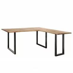 Ars manufacti Eckschreibtisch Domme - Akazie massiv / Eisen - Akazie / Anthrazit