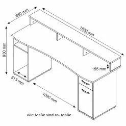 Furnitive Schreibtisch Gambell - Weiß -Büromöbel Verkäufe 1000248353 210217 09450100043 SKETCH DETAILS P000000001000248353 sketch