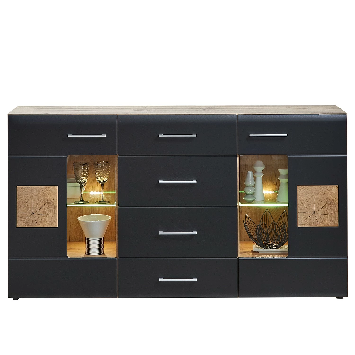 Loftscape Sideboard Belloc - Inkl. Beleuchtung - Matt Schwarz / Eiche Dekor 3 Loftscape Sideboard Belloc - Inkl. Beleuchtung - Matt Schwarz / Eiche Dekor