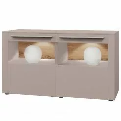 GWINNER Sideboard Bellano IV - Echtholzfurnier - Matt Fango / Balkeneiche - Mit Beleuchtung