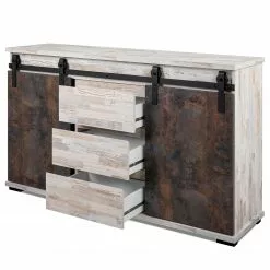 Maison Belfort Sideboard Janze I - Kiefer Weiß Dekor / Vintage Braun -Büromöbel Verkäufe 1000254985 210322 08500700018 DETAILS P000000001000254985