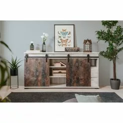 Maison Belfort Sideboard Janze II - Kiefer Weiß Dekor / Vintage Braun -Büromöbel Verkäufe 1000254986 210322 08501700024 MOOD DETAILS P000000001000254986 mood