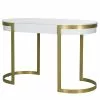 Jack & Alice Schreibtisch Cayo - Hochglanz Weiß / Gold