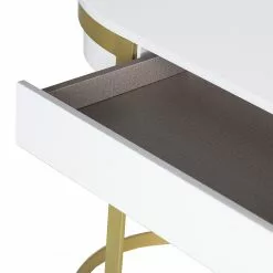 Jack & Alice Schreibtisch Cayo - Hochglanz Weiß / Gold -Büromöbel Verkäufe 1000256402 220331 060 DETAILS P000000001000256402