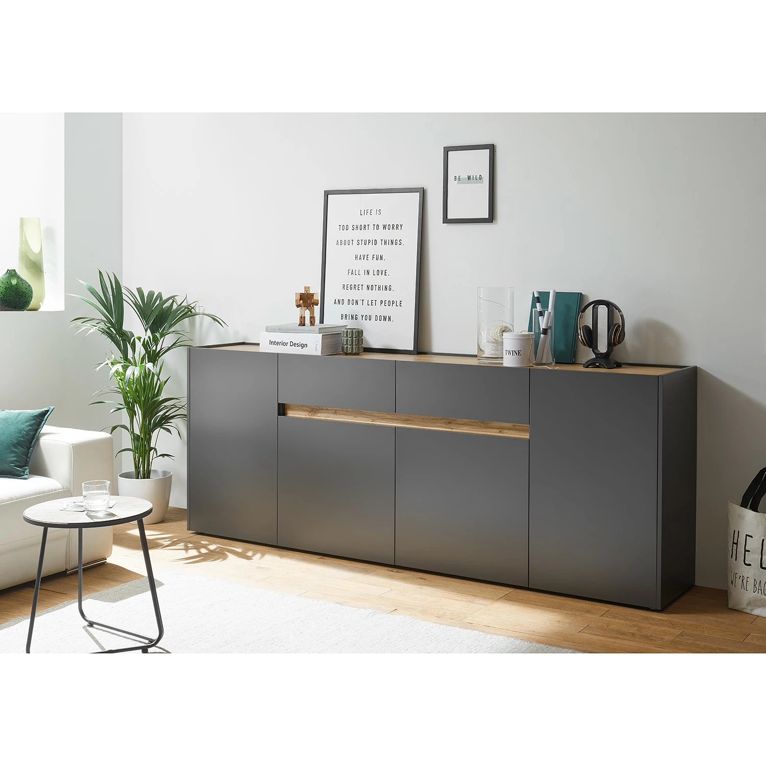 Norrwood Sideboard Olon - Anthrazit - Breite: 220 cm 4 Norrwood Sideboard Olon - Anthrazit - Breite: 220 cm – Bild 2