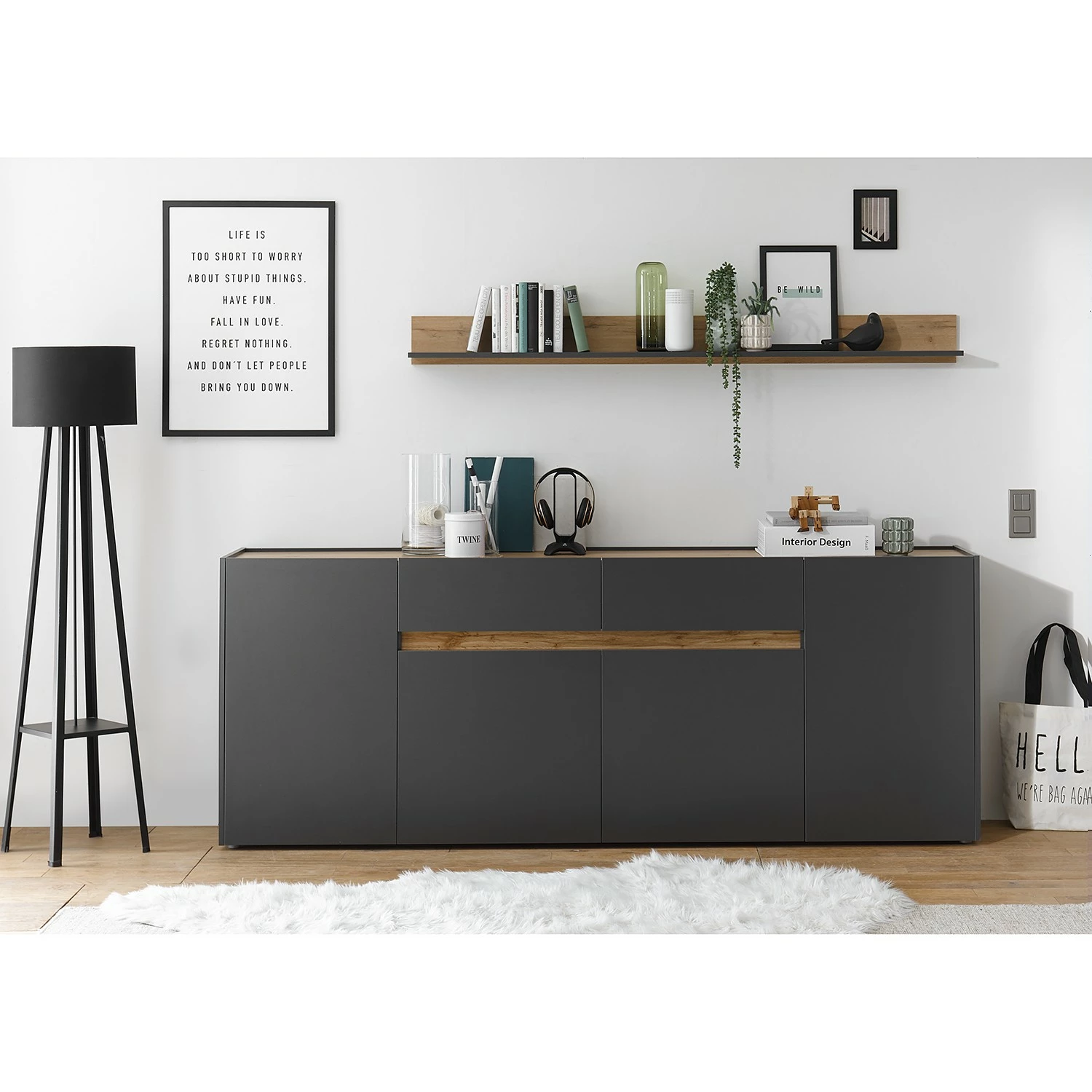 Norrwood Sideboard Olon - Anthrazit - Breite: 220 cm 7 Norrwood Sideboard Olon - Anthrazit - Breite: 220 cm – Bild 5