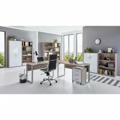 Furnitive Büroset Avin IV (8-teilig) - Eiche Sonoma Dekor / Weiß