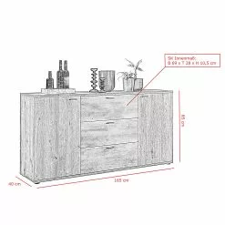 Red Living Sideboard Ambato - Eiche Artisan Dekor -Büromöbel Verkäufe 1000263445 210430 11521900236 SKETCH DETAILS P000000001000263445 sketch