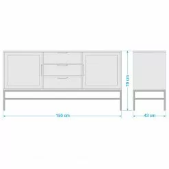 Jack & Alice Sideboard Puyo - Akazie massiv / Metall - Akazie / Gold -Büromöbel Verkäufe 1000264972 220118 131413000517 SKETCH DETAILS P000000001000264972 sketch