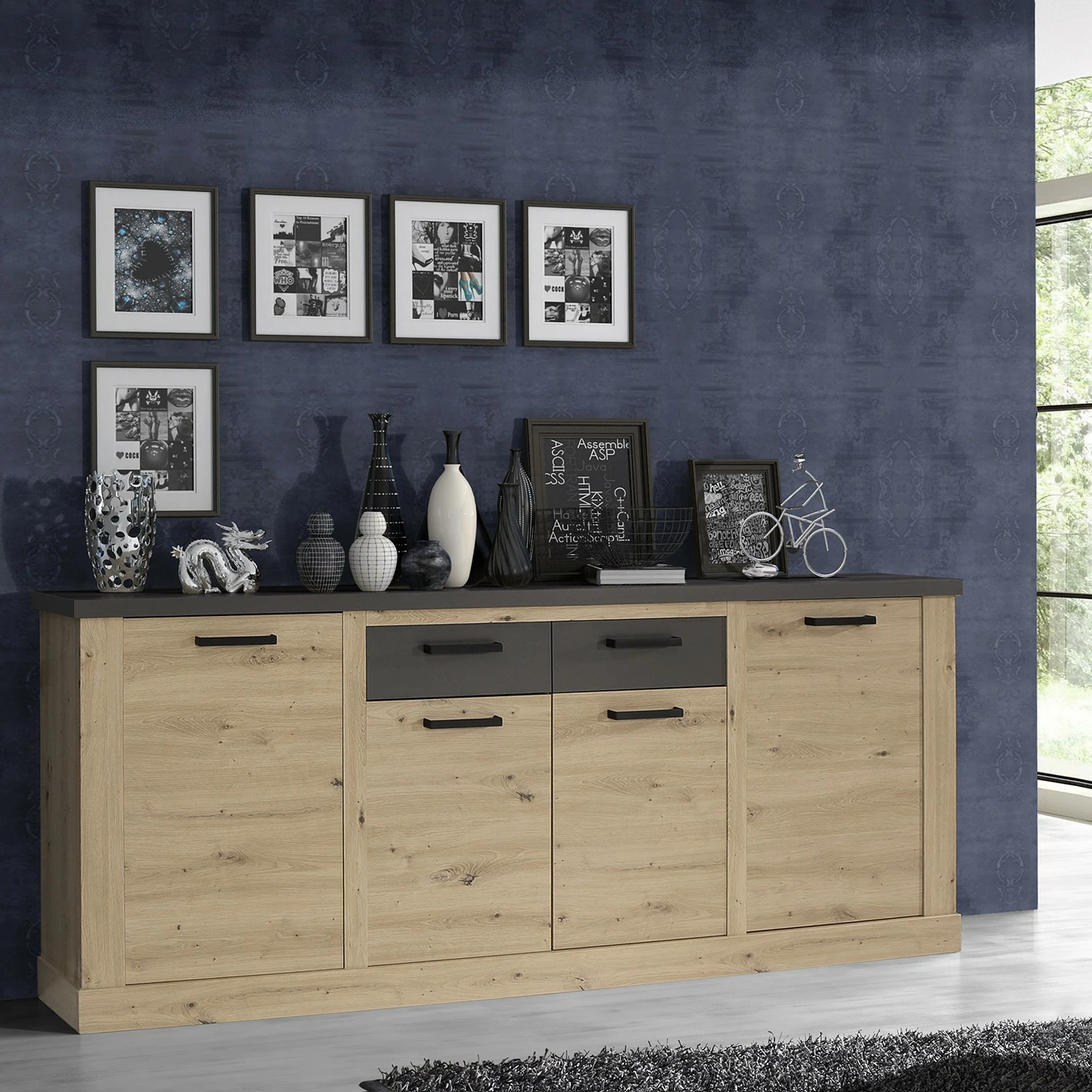 Ridgevalley Sideboard Moro II - Eiche Artisan Dekor / Grau 4 Ridgevalley Sideboard Moro II - Eiche Artisan Dekor / Grau – Bild 2
