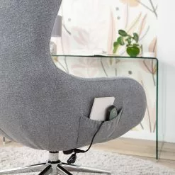 Furnitive Massagebürostuhl Barnard - (mit Massagefunktion) - Webstoff / Metall - Hellgrau / Chrom -Büromöbel Verkäufe 1000272624 220823 031 DETAILS P000000001000272624