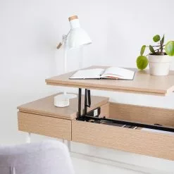 Loftscape Schreibtisch Neutra - (höhenverstellbar) - Eiche Dekor / Matt Weiß -Büromöbel Verkäufe 1000272894 220520 030 DETAILS P000000001000272894