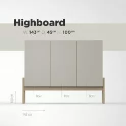 Studio Copenhagen Highboard Cooby - Muschelweiß / Eiche Hell -Büromöbel Verkäufe 1000276945 211111 1449020000501 SKETCH DETAILS P000000001000276945 sketch