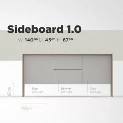 Studio Copenhagen Sideboard Maayka I - Eiche teilmassiv - Mushroom Creme / Eiche Hell -Büromöbel Verkäufe 1000277378 211111 1449030000507 SKETCH DETAILS P000000001000277378 sketch