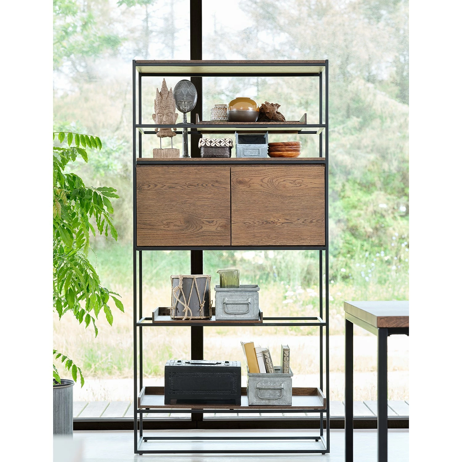 Red Living Regal Ratho - Echtholzfurnier / Metall - Raucheiche / Schwarz 4 Red Living Regal Ratho - Echtholzfurnier / Metall - Raucheiche / Schwarz – Bild 2