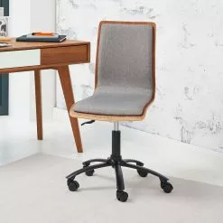 Loftscape Bürodrehstuhl Morez - Mischgewebe / Walnuss Furnier / Eisen - Grau / Walnuss / Schwarz -Büromöbel Verkäufe 1000278347 210715 11270800088 MOOD DETAILS P000000001000278347 mood