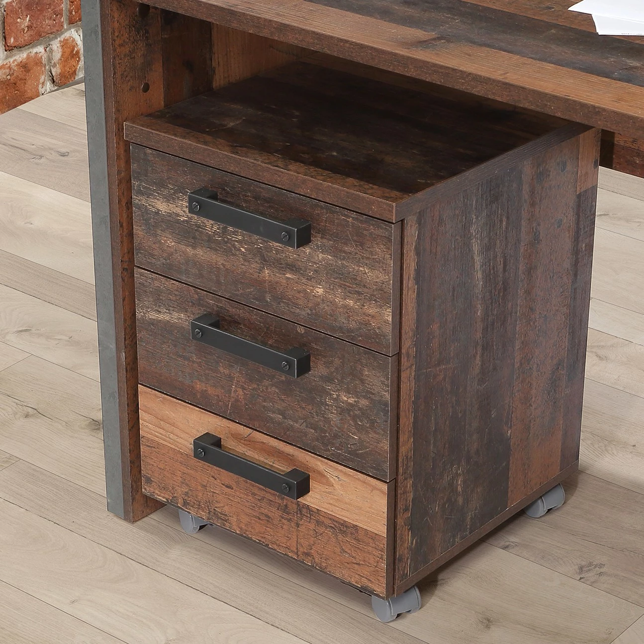 Red Living Rollcontainer Clifford - Altholz Dekor / Dunkelgrau 4 Red Living Rollcontainer Clifford - Altholz Dekor / Dunkelgrau – Bild 2