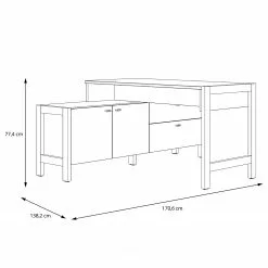 Fredriks Schreibtischkombination Holvik - Eiche Sonoma Dekor / Weiß -Büromöbel Verkäufe 1000280666 210813 08154000065 SKETCH DETAILS P000000001000280666 sketch