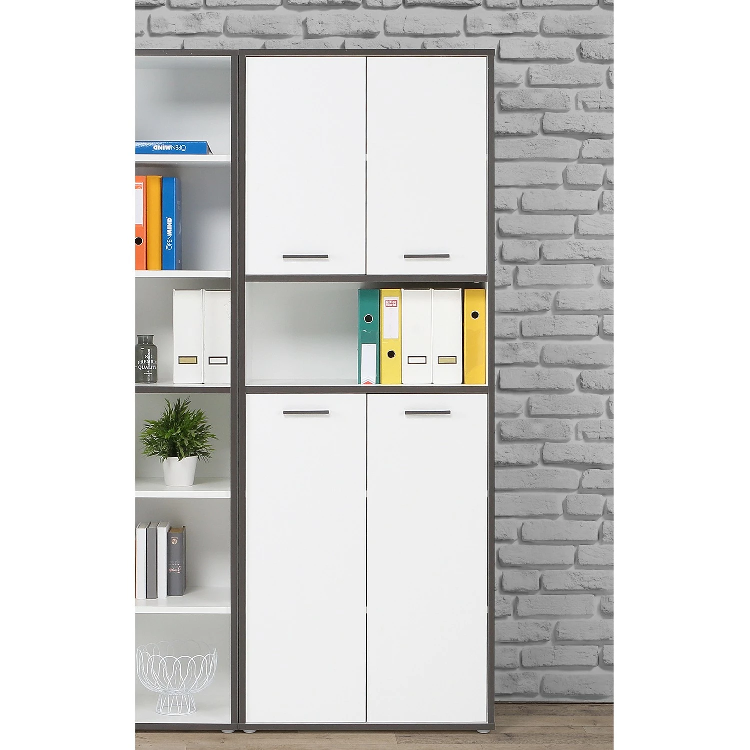 Fredriks Aktenschrank Kendrick III - Weiß / Grau 4 Fredriks Aktenschrank Kendrick III - Weiß / Grau – Bild 2