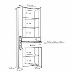 Red Living Aktenschrank Clifford - Altholz Dekor / Dunkelgrau -Büromöbel Verkäufe 1000280706 210813 08155800363 SKETCH DETAILS P000000001000280706 sketch