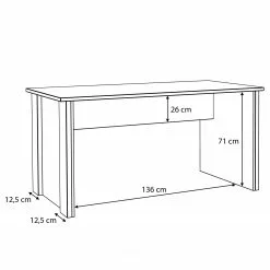 Red Living Schreibtisch Clifford - Breite: 153 cm -Büromöbel Verkäufe 1000280707 210813 08155800371 SKETCH DETAILS P000000001000280707 sketch