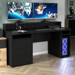 Fredriks Schreibtisch Trent III - Matt Schwarz - Mit Beleuchtung -Büromöbel Verkäufe 1000280716 210813 08160100424 MOOD DETAILS P000000001000280716 mood